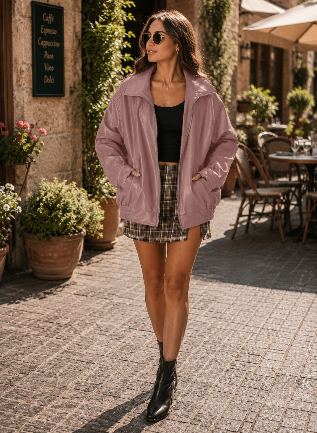 Griffin Women's Vegan Leather Jacket – Roomy Fit, Zip-Up Front & Boyfriend Style
