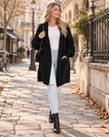 Rowan Women's Long Knit Cardigan – Balloon Sleeves, Side Splits & Handy Pockets
