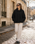 Junia Women's Faux Suede Bomber Jacket – Loose Silhouette, Dolman Sleeves & Zip-Up Front