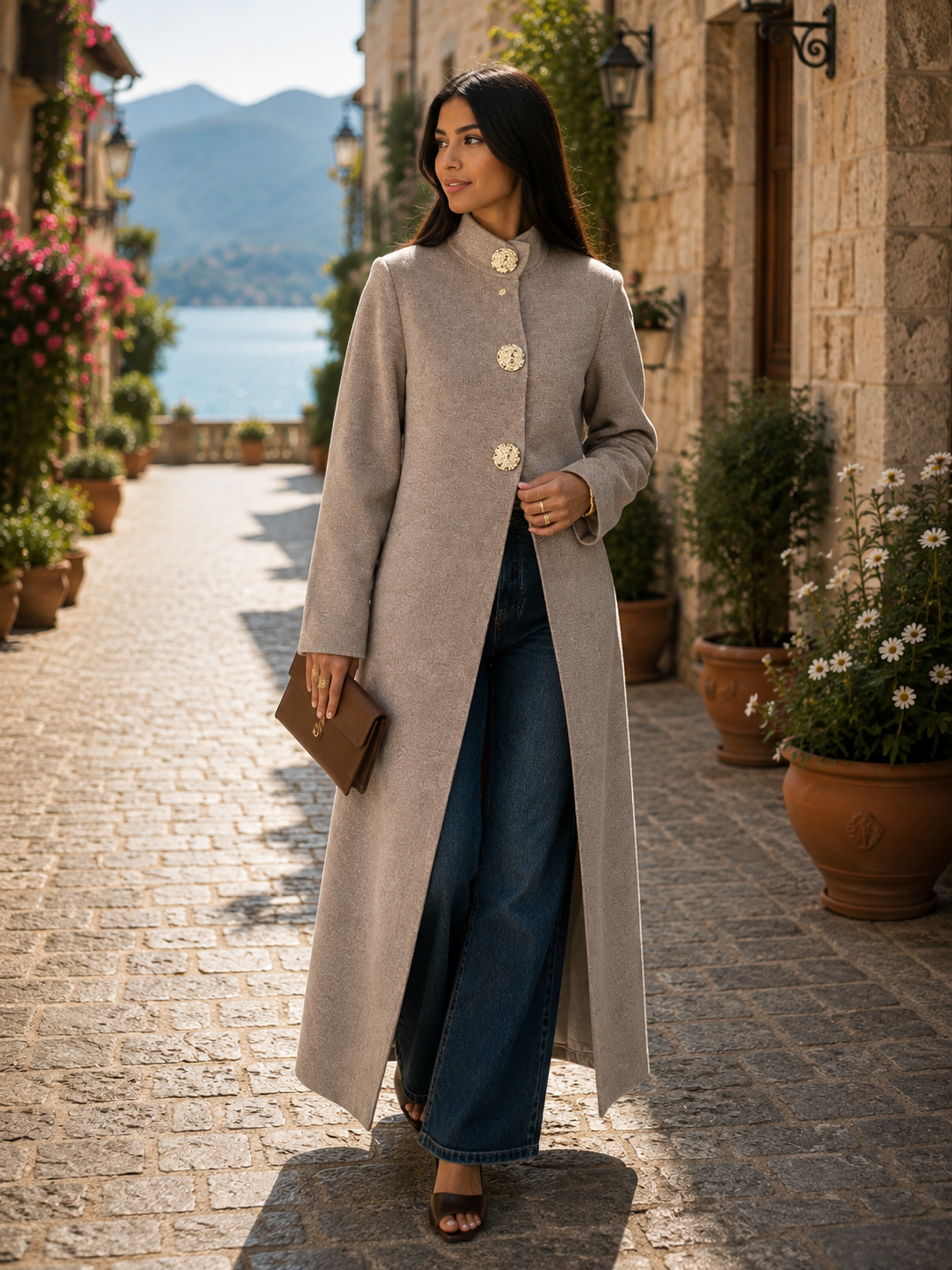 Yara Women's Long Cardigan – Gold-Tone Buttons, Plush Knit & Refined Fit