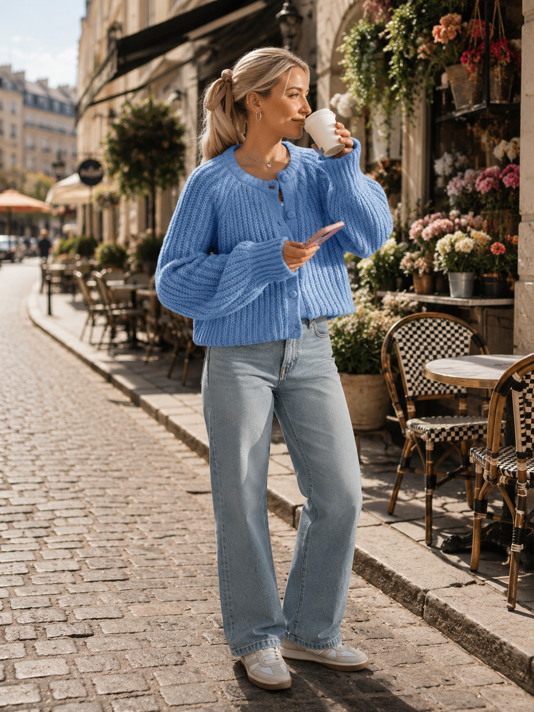 Xavier Women's Knit Cardigan – Button-Up Front, Dropped-Shoulder Design & Easy Fit