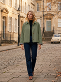 Anouk Women's Cropped Trench Jacket – Notched Lapel, Plaid Lining & Side Slip Pockets