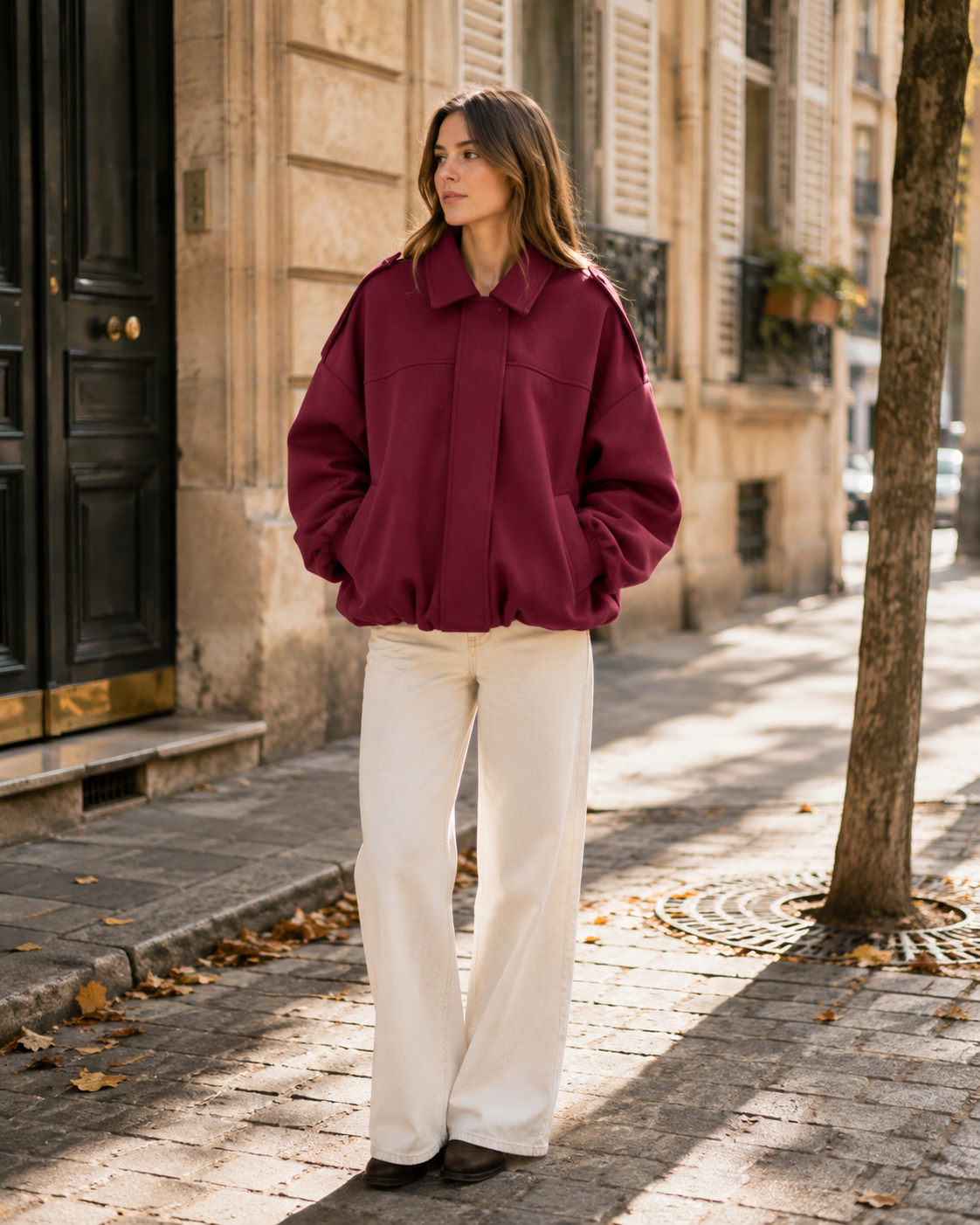 Junia Women's Faux Suede Bomber Jacket – Loose Silhouette, Dolman Sleeves & Zip-Up Front
