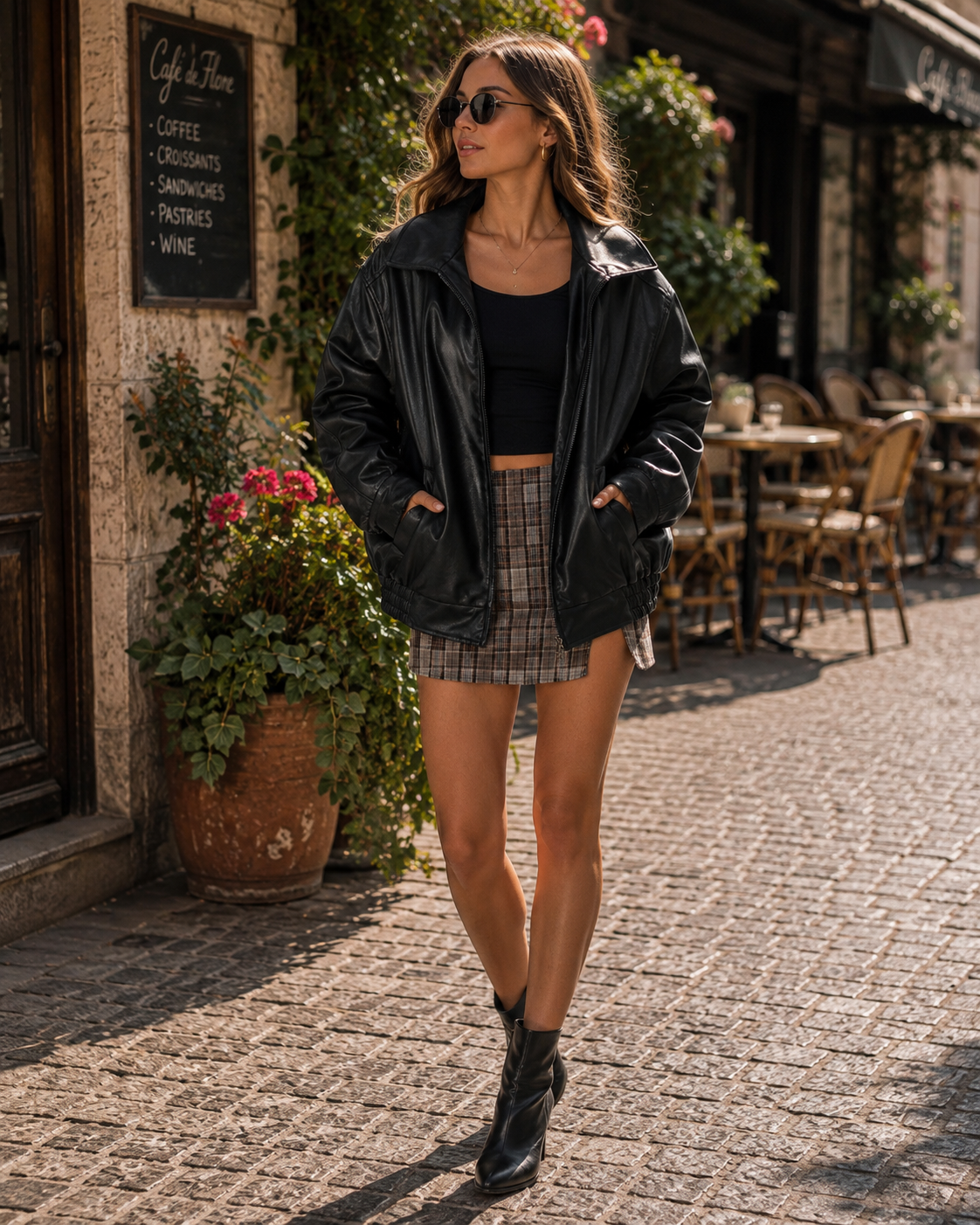 Griffin Women's Vegan Leather Jacket – Roomy Fit, Zip-Up Front & Boyfriend Style