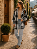Zane Women's Plaid Shacket – Loose Silhouette, Button-Up Front & Chest Pocket