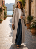 Zephyrine Women's Long Knitted Cardigan – Gentle Textured Knit & Open-Front Design