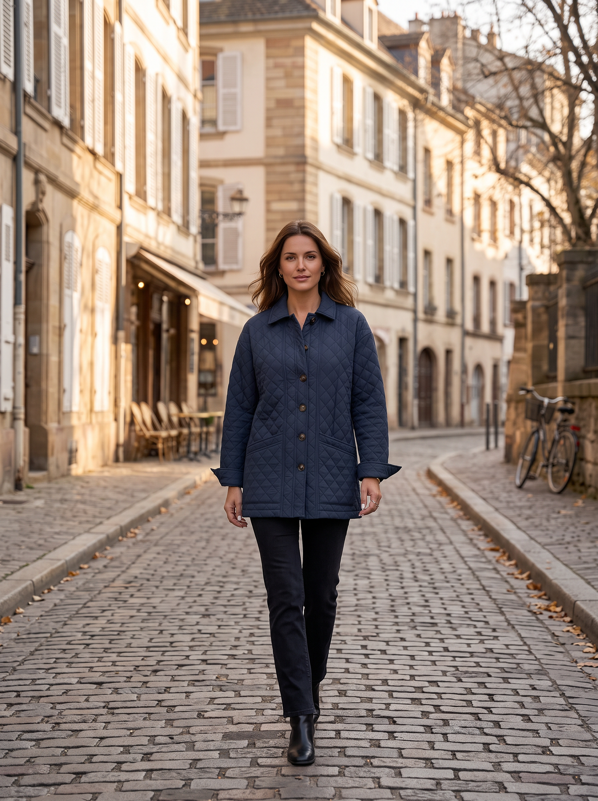 Kellan Women's Diamond Quilted Jacket – Button-Up Front, Mandarin Collar & Handy Pockets