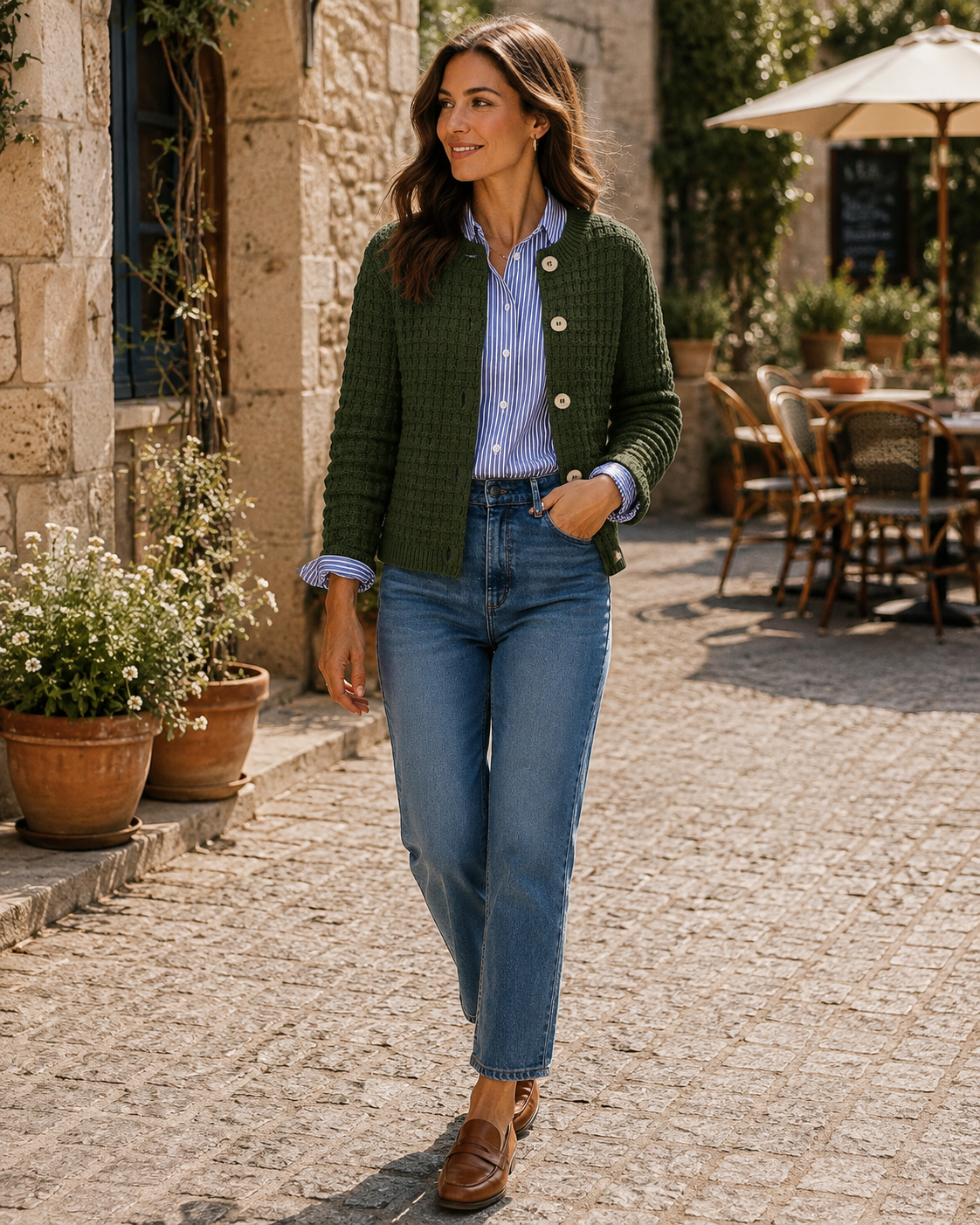 Orianna Women's Cotton Cardigan – Button-Up Front, Ribbed Knit Fabric & Easy Fit