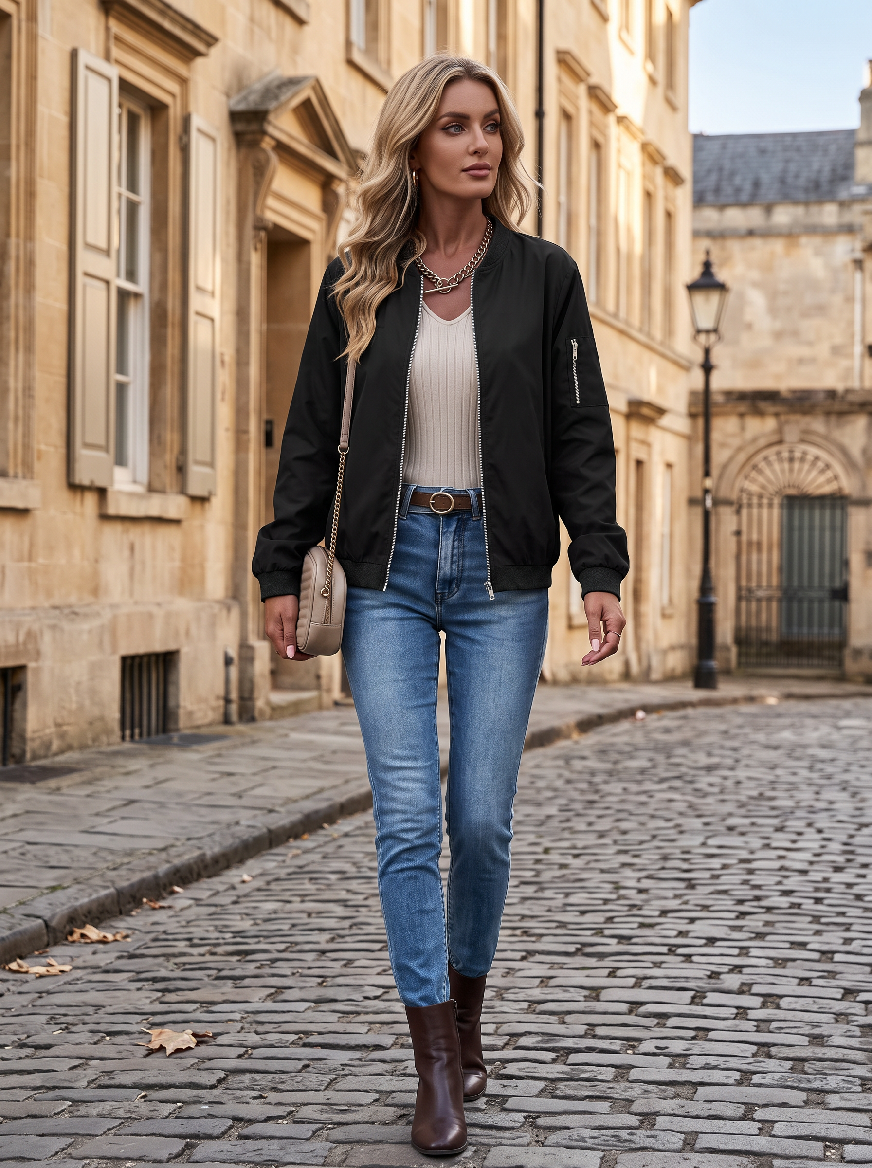 Barrick Women's Lightweight Bomber Jacket – Zip-Up Front, Full-Length Sleeves & Handy Pockets