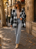 Halcyon Women's Plaid Shacket – Loose Silhouette, Button-Up Front & Chest Pocket
