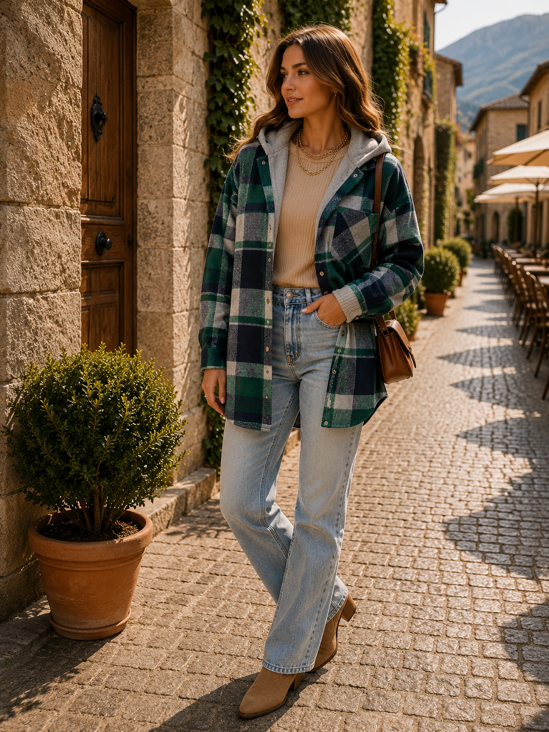 Zane Women's Plaid Shacket – Loose Silhouette, Button-Up Front & Chest Pocket