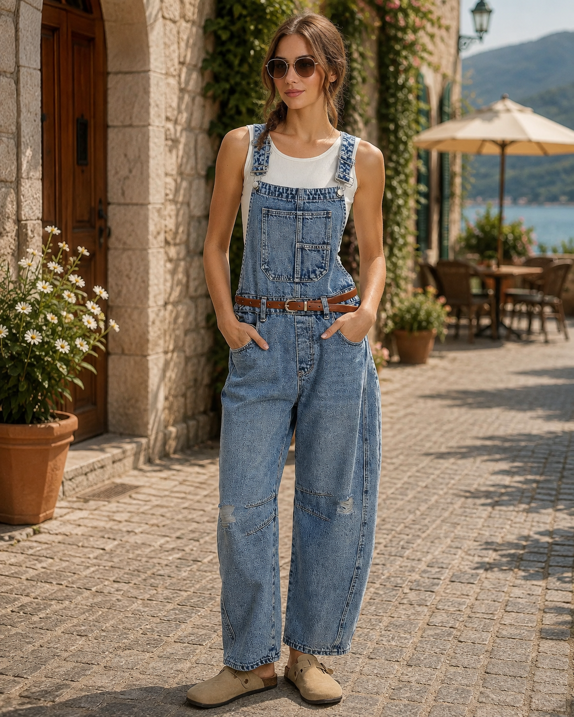 Junia Women's Denim Overalls – Wide Leg, Adjustable Straps & Deep Handy Pockets