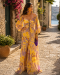 Ursula Women's Floral Maxi Dress – Deep V-Neckline, Side Slit & Flowy Fit