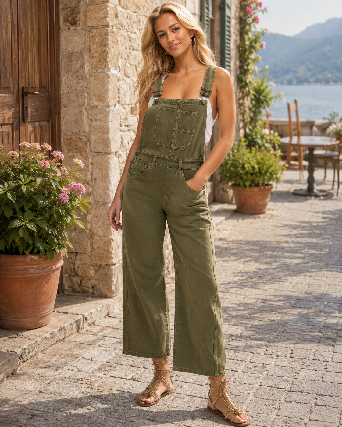 Junia Women's Denim Overalls – Wide Leg, Adjustable Straps & Deep Handy Pockets