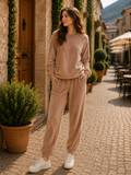 Delphi Women's Velour Lounge Set – Loose Top, Elastic Waist Trousers & Gentle Finish