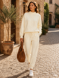 Wystan Women's Knit Lounge Set – Sweater, High-Waist Trousers & Plush Knit