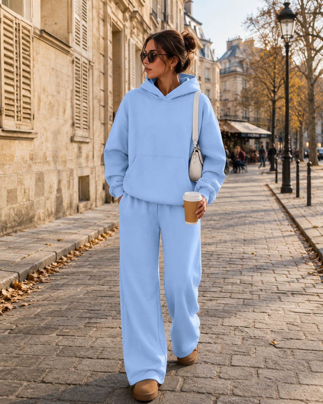 Esme Women's Fleece Lounge Set – Oversized Hoodie & Wide-Leg Pants with Handy Pockets