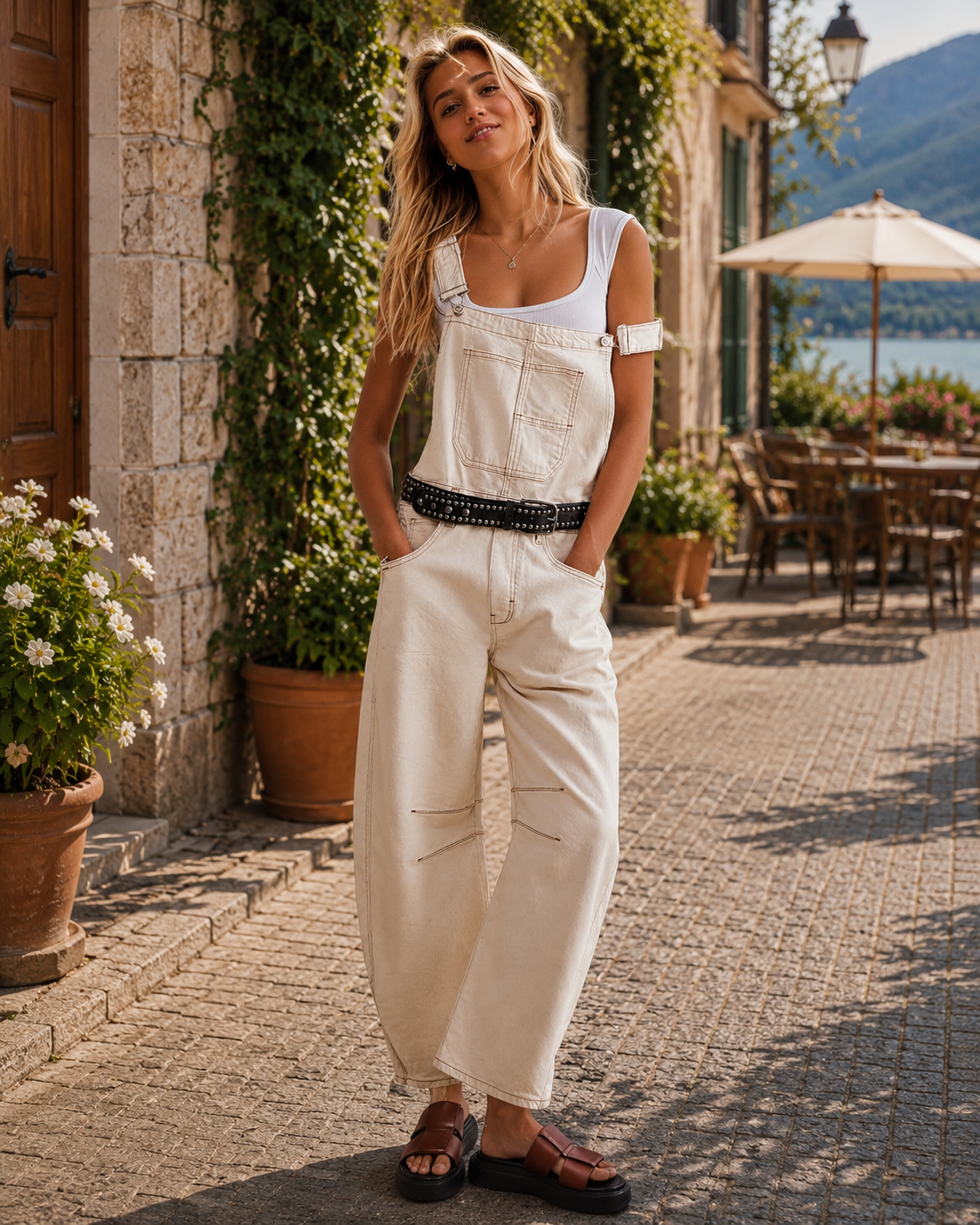 Junia Women's Denim Overalls – Wide Leg, Adjustable Straps & Deep Handy Pockets
