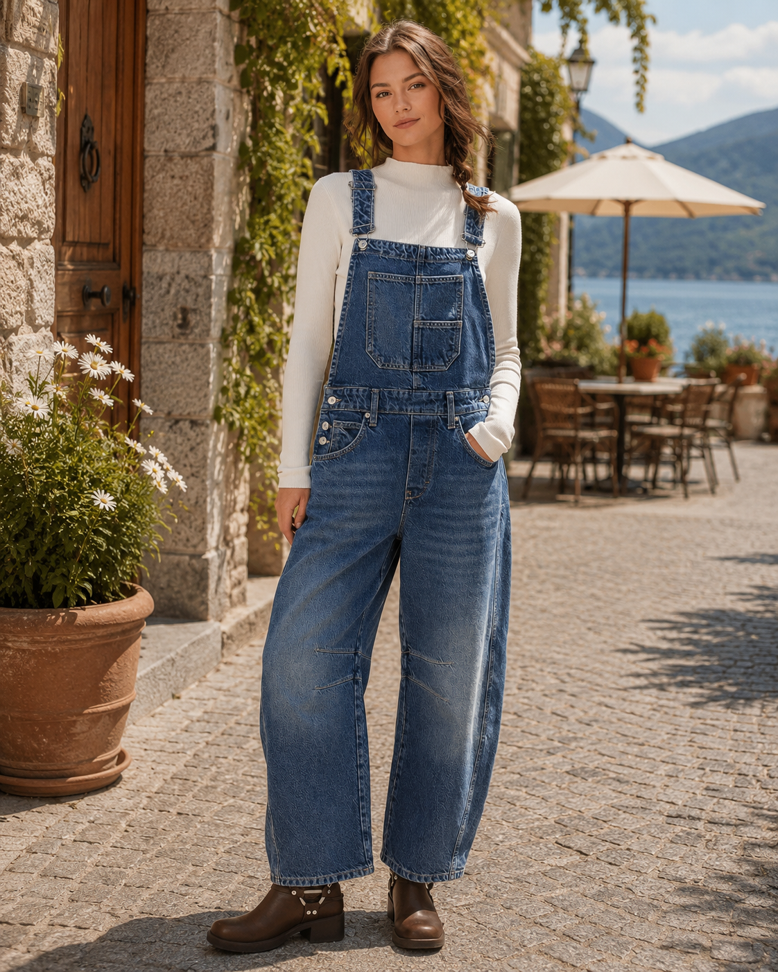 Junia Women's Denim Overalls – Wide Leg, Adjustable Straps & Deep Handy Pockets
