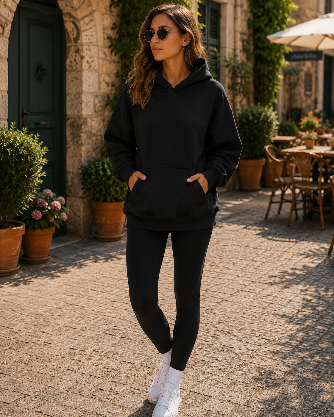 Selah Women's Fleece Hoodie – Loose Silhouette, Front Pouch Pocket & Dropped-Shoulder Design