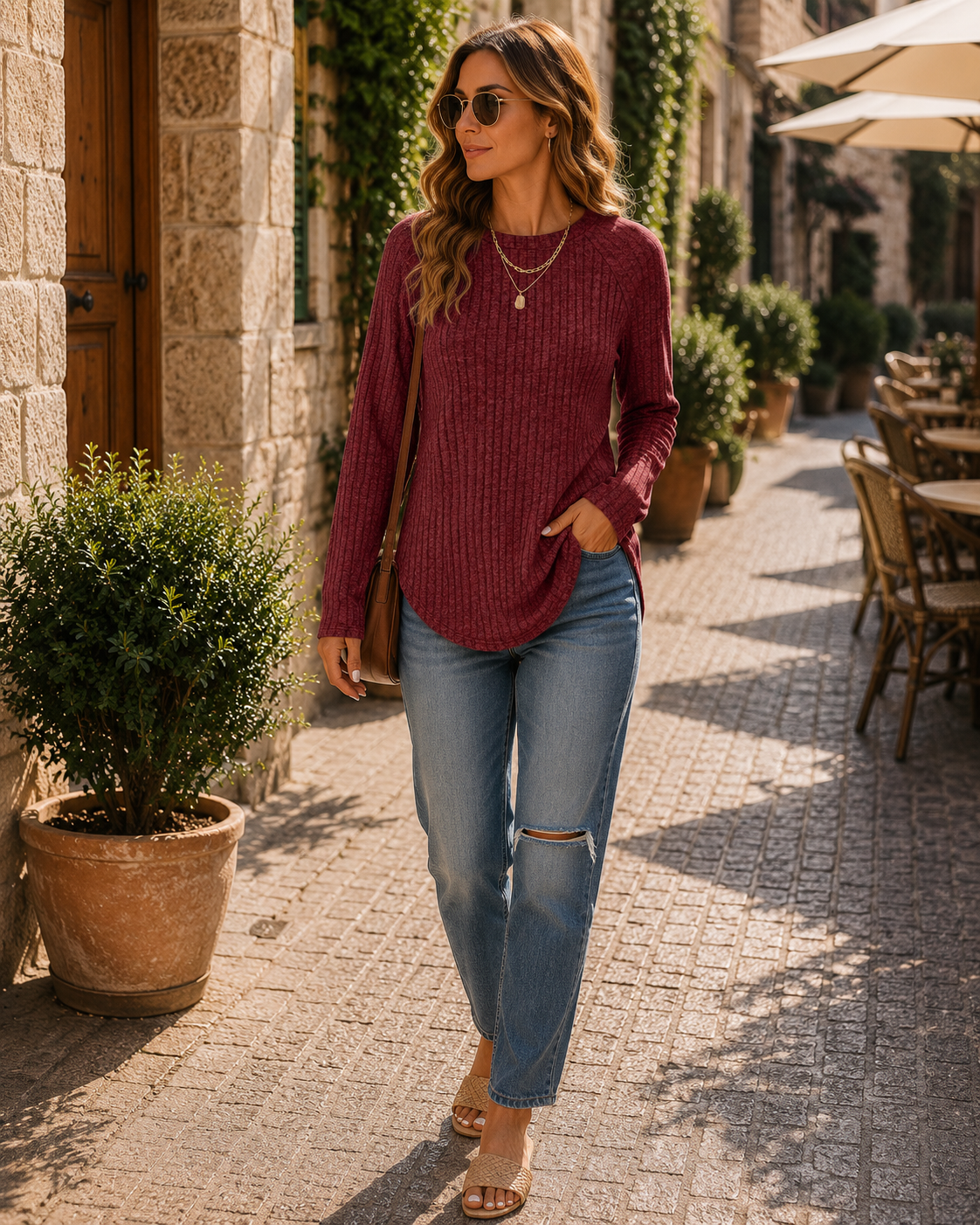 Tobias Women's Tunic Top – Asymmetric Hem, Side Slits & Comfortable Fit