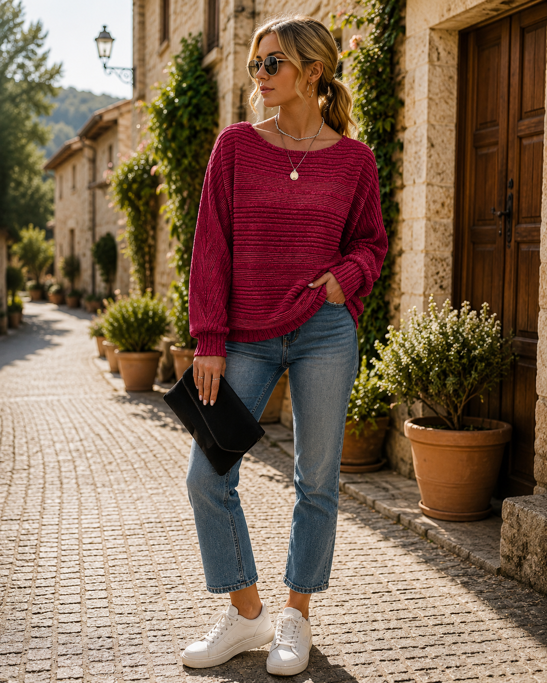 Verity Women's Batwing Sweater – Crewneck, Full-Length Sleeves & Comfortable Fit