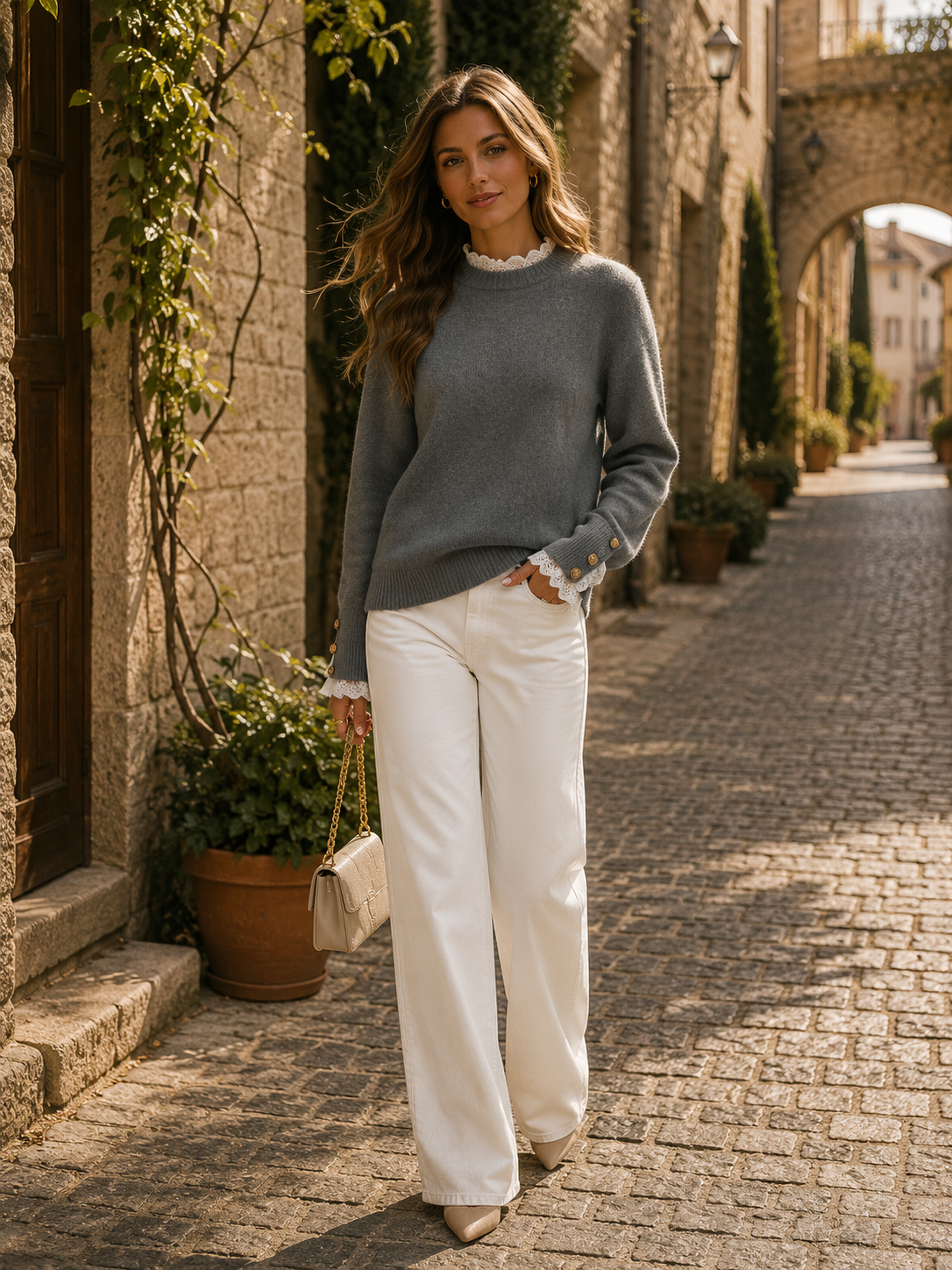 Yancy Women's Knit Sweater – Plush Breathable Fabric, Refined Fit & Machine Washable