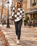 Delaney Women's Oversized Tunic Sweater – Exposed Seams, Side Splits & Round Neckline