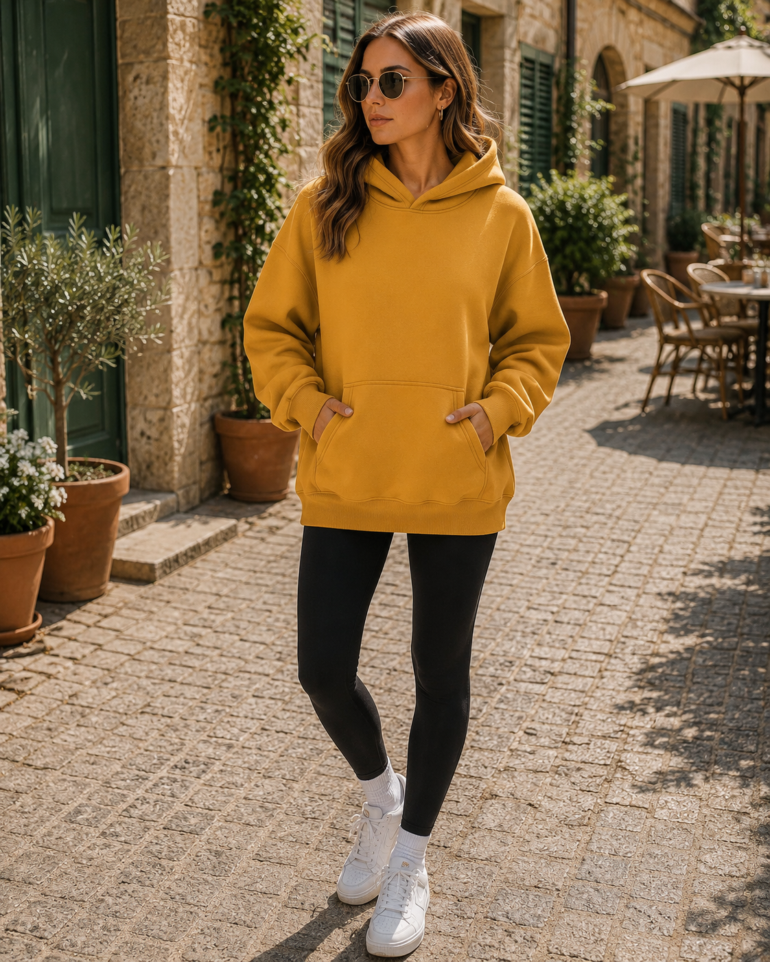 Selah Women's Fleece Hoodie – Loose Silhouette, Front Pouch Pocket & Dropped-Shoulder Design