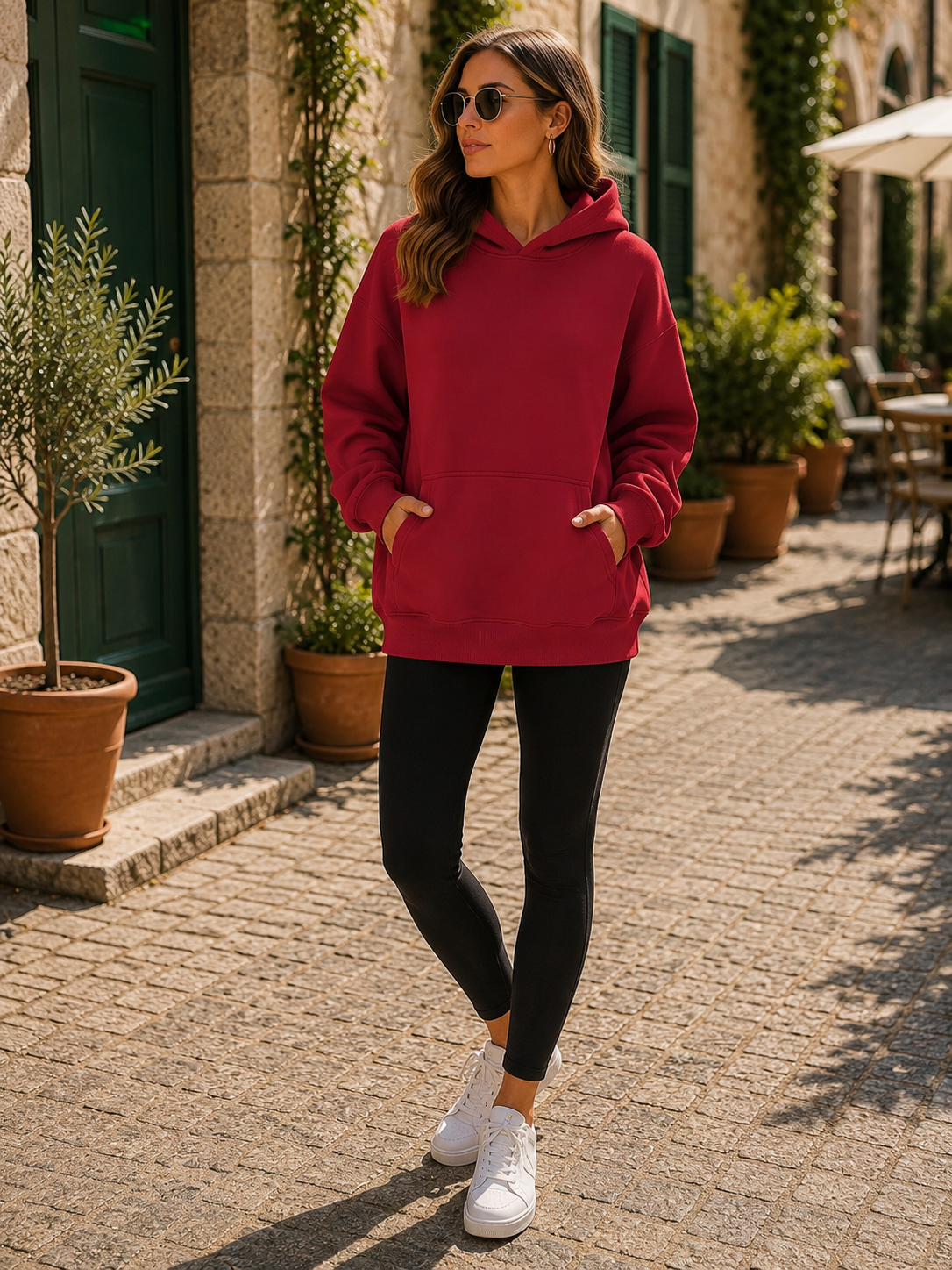 Selah Women's Fleece Hoodie – Loose Silhouette, Front Pouch Pocket & Dropped-Shoulder Design