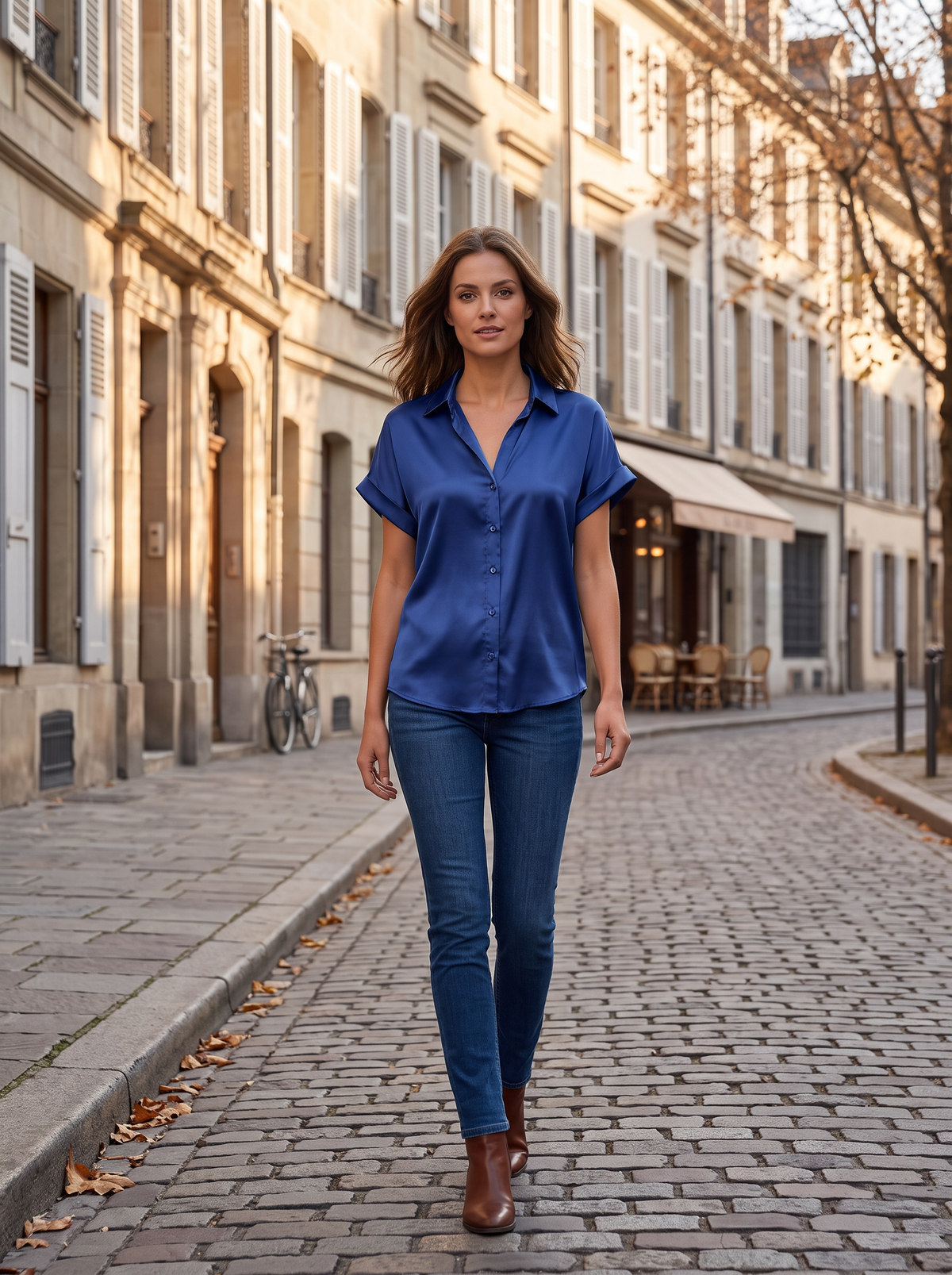 Wynne Women's Satin Shirt – Tailored Fit, Button-Up Front & Lightweight Sheen