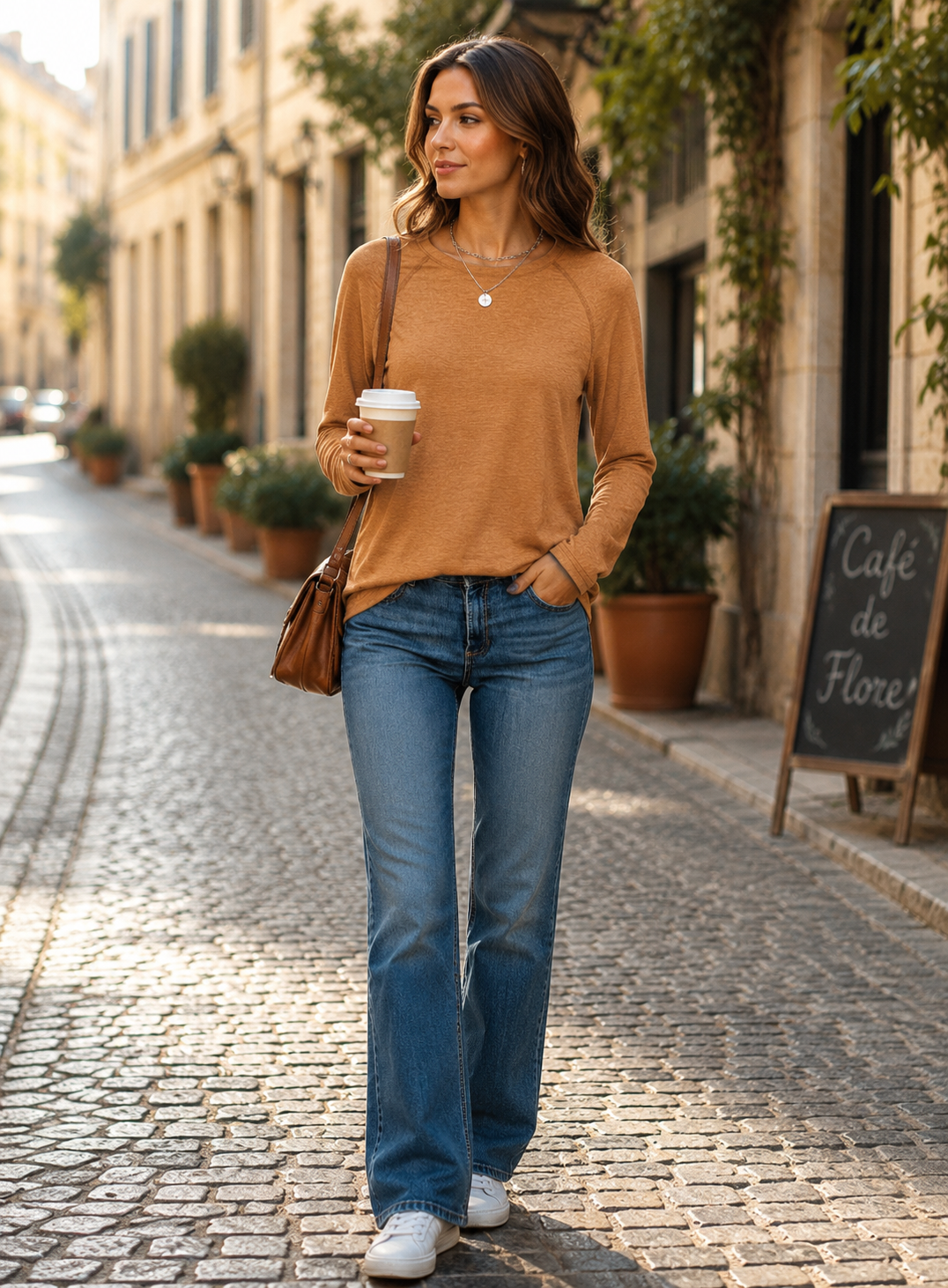 Daria Women's Batwing Tunic Top – Full-Length Sleeves, Round Neckline & Curved Hem