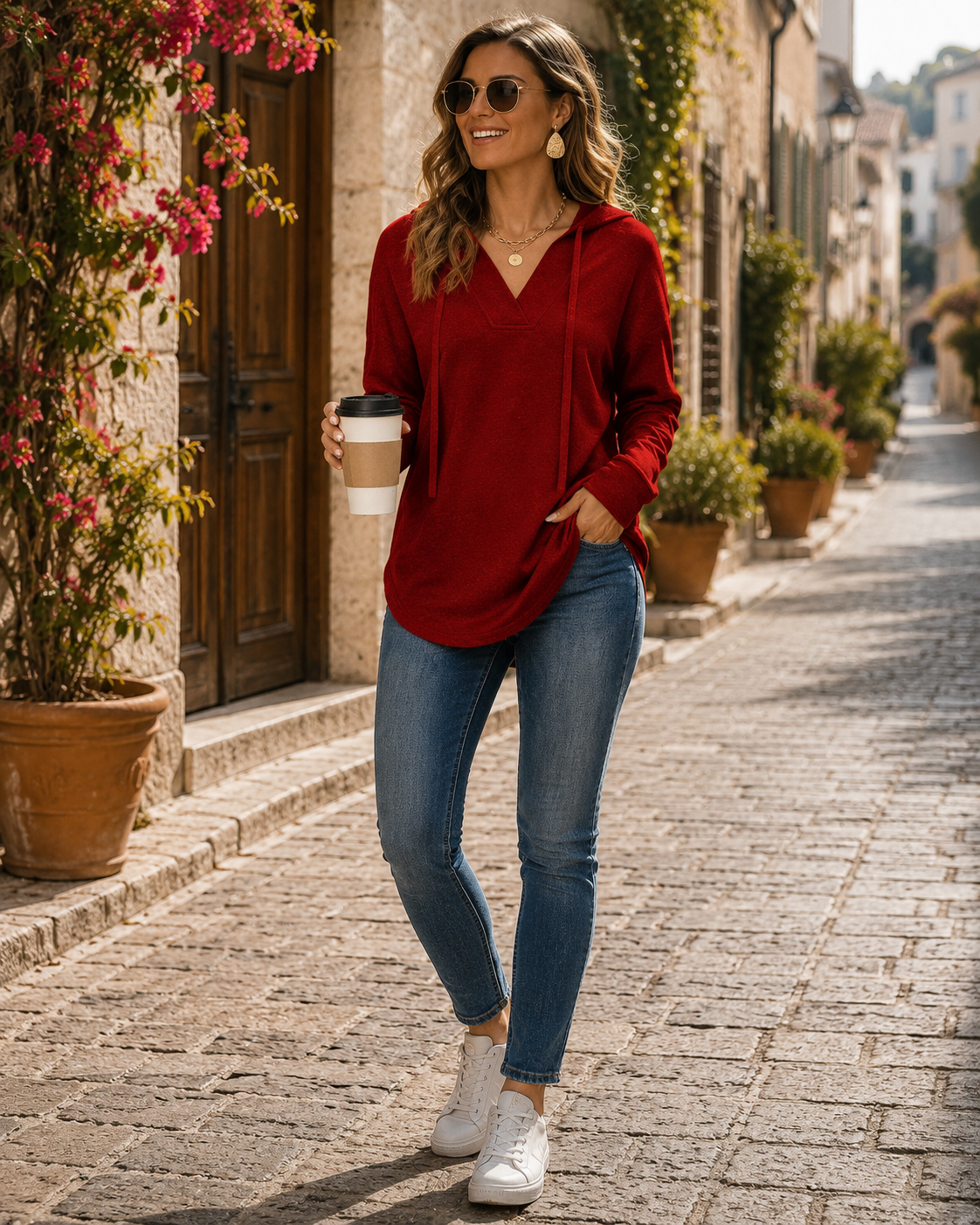 Ulysses Women's V-Neckline Sweater – Batwing Fit, Asymmetric Hem & Stretchy Material
