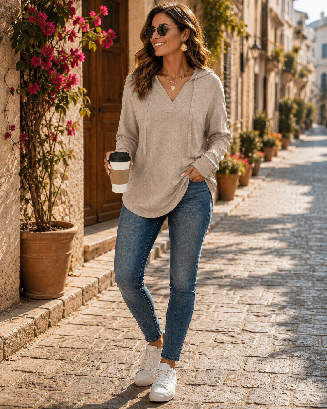 Ulysses Women's V-Neckline Sweater – Batwing Fit, Asymmetric Hem & Stretchy Material