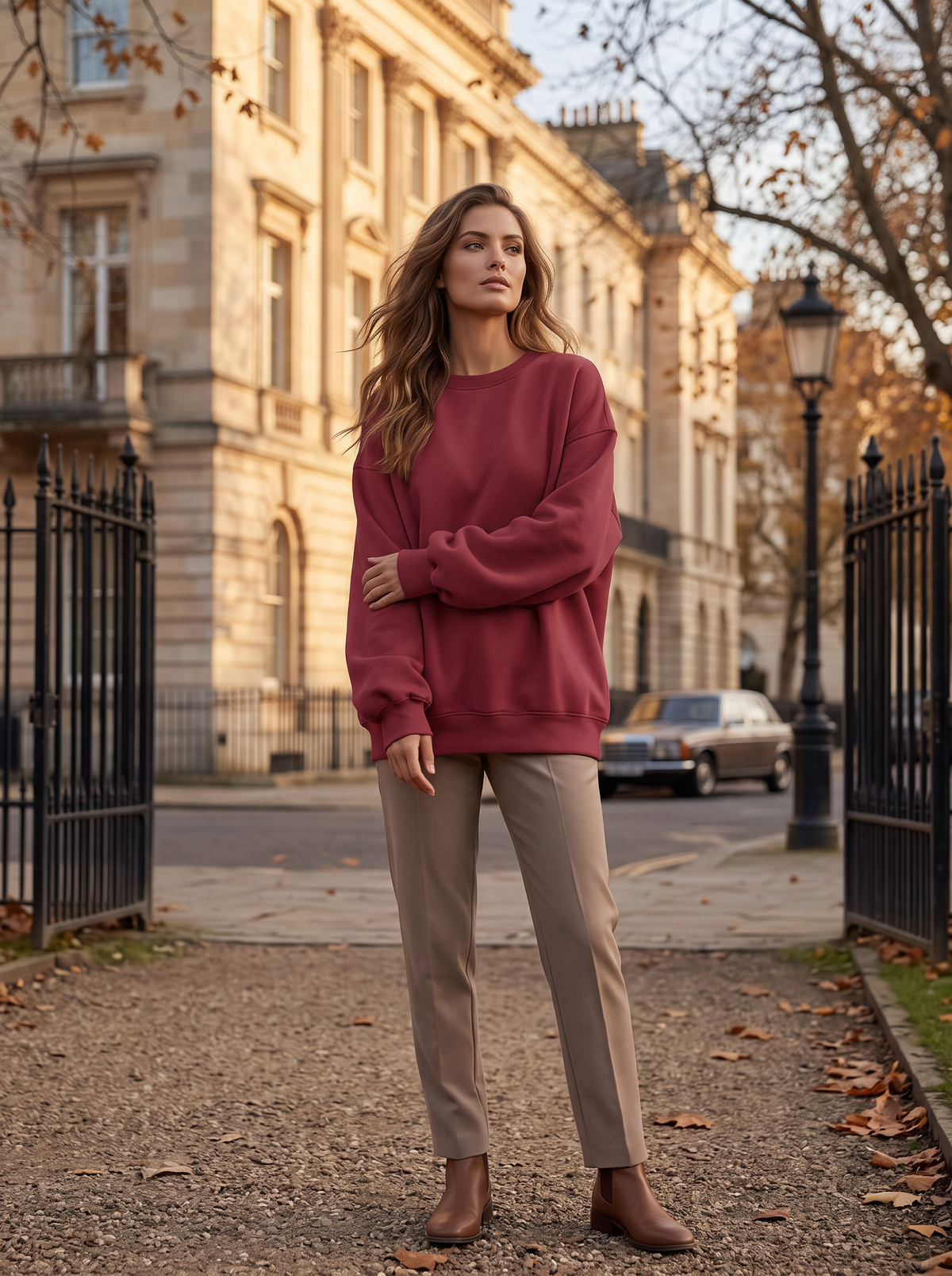 Osric Women's Oversized Fleece Sweatshirt – Crewneck, Dropped-Shoulder Design & Full-Length Sleeves