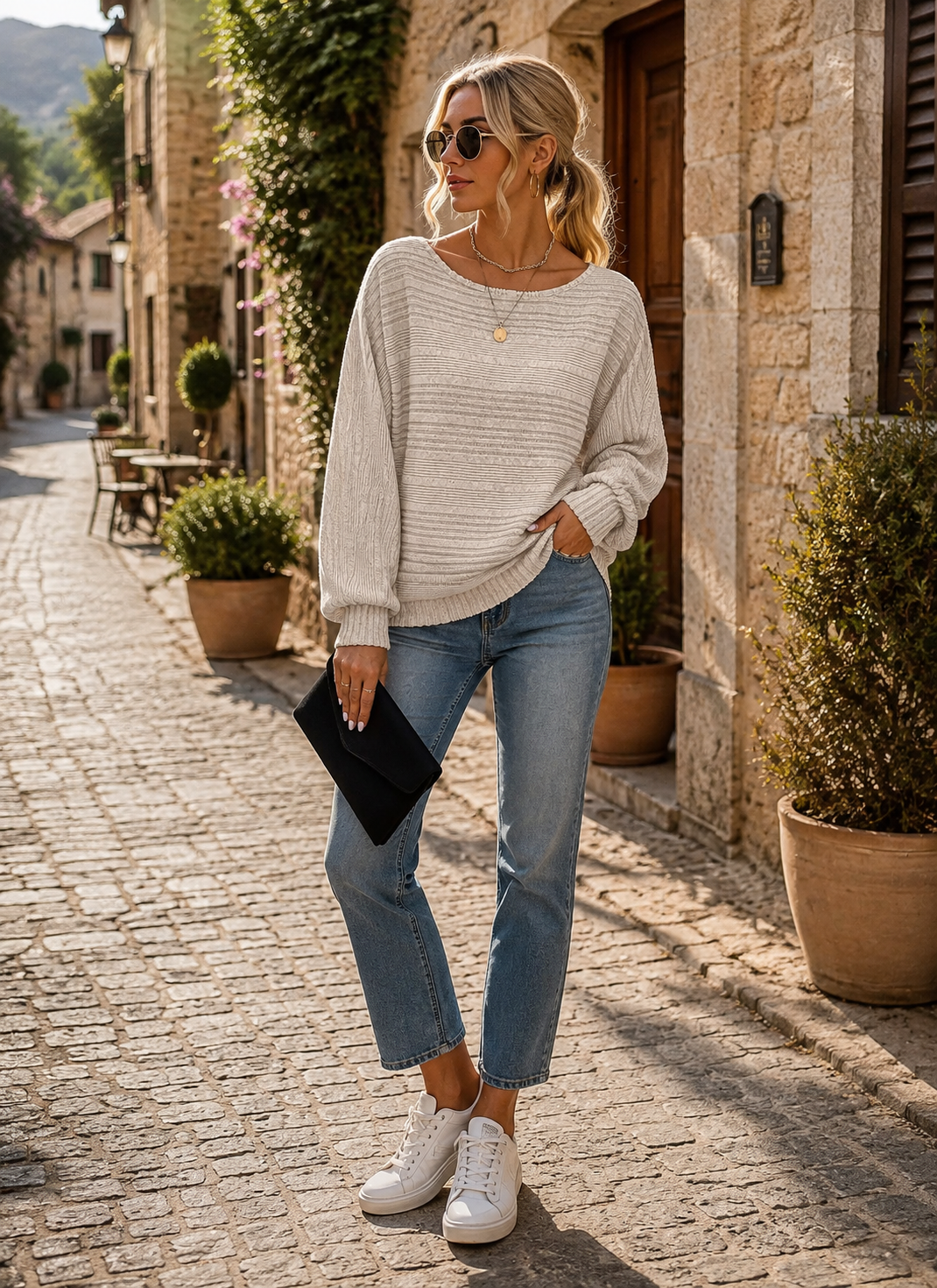 Verity Women's Batwing Sweater – Crewneck, Full-Length Sleeves & Comfortable Fit
