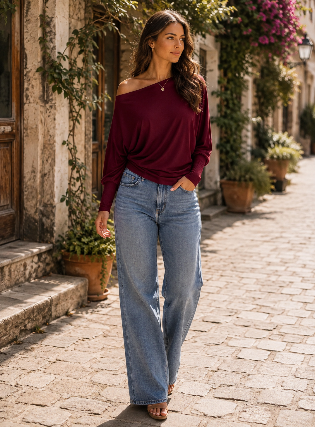 Soren Women's Off-Shoulder Sweater– Dolman Sleeves, Ribbed Knit Fabric & Easy Fit