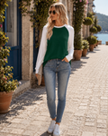 Orson Women's Raglan Top – Contrast Sleeves, Crewneck & Comfortable Fit