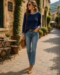 Persia Women's Colour Block Sweater – Round Neckline, Full-Length Sleeves & Easy Fit