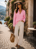 Emrys Women's Ruffle Collar Blouse – V-Neckline, Button-Up Front & Tailored Fit