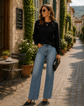 Tamsin Women's Long Sleeve Top – Round Neckline, Easy Fit & Gentle Stretchy Material