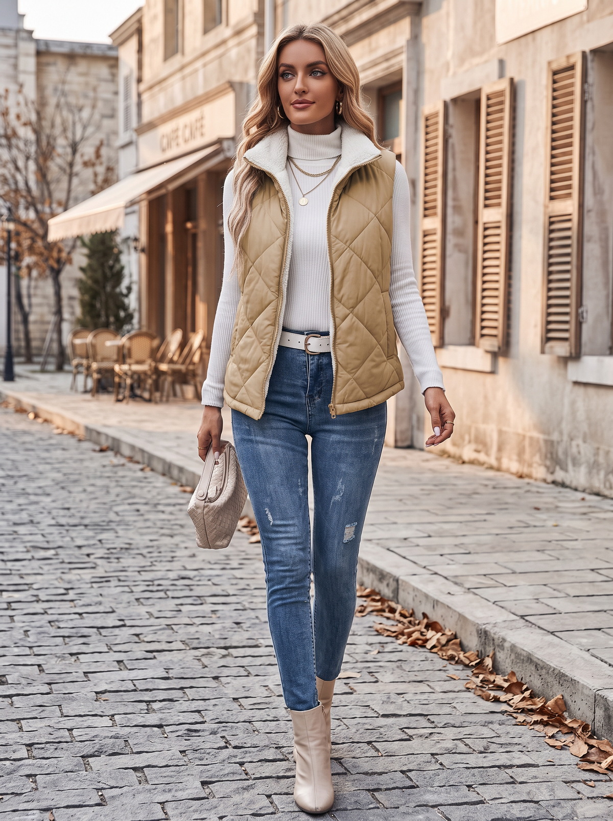 Merrick Women's Quilted Puffer Vest – Mandarin Collar, Zip-Up Front & Handy Pockets