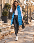 Indira Women's Long Puffer Vest – With Hood, Sleeveless, Side Slits & Handy Pockets