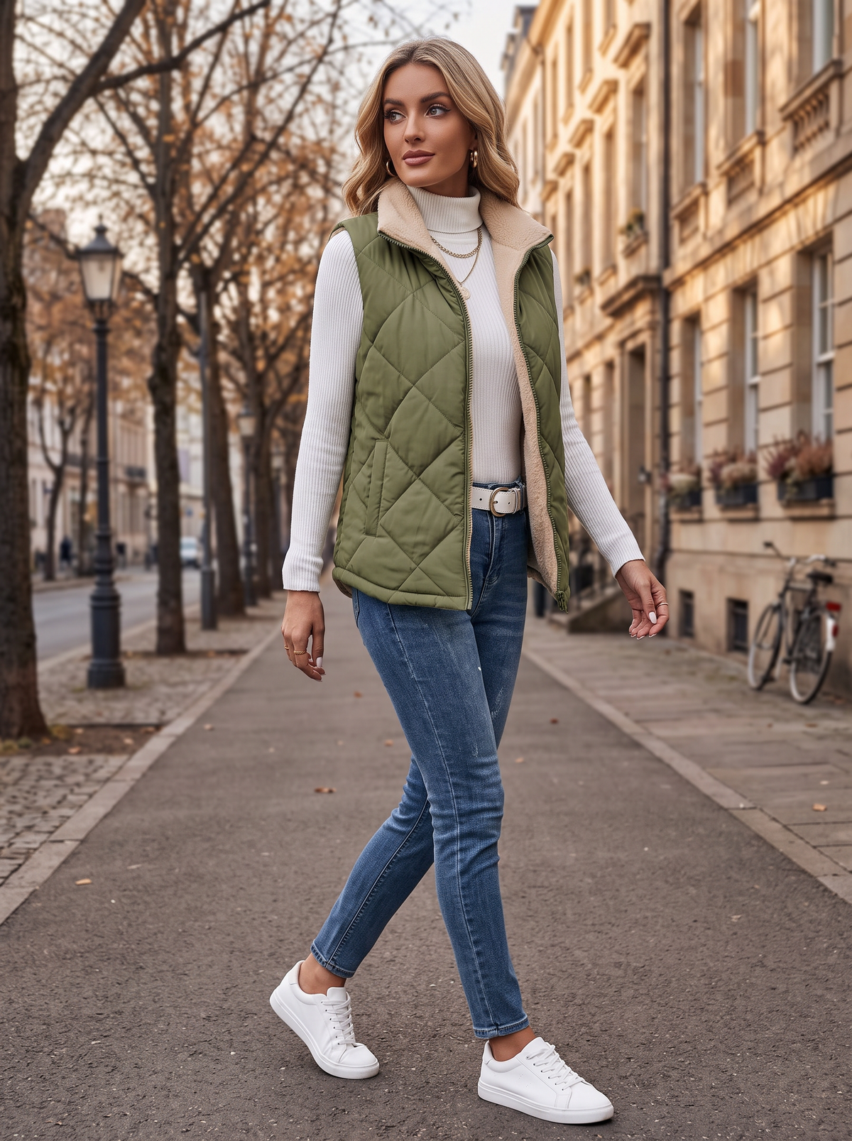 Merrick Women's Quilted Puffer Vest – Mandarin Collar, Zip-Up Front & Handy Pockets