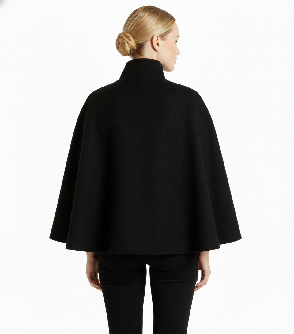 Adalina Women's Wool Coat – Chic Mandarin Collar with Detachable Belt & Easy-Going Fit
