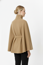 Adalina Women's Wool Coat – Chic Mandarin Collar with Detachable Belt & Easy-Going Fit