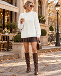 Juniper Women's Oversized Diamond-Pattern Cable Knit Sweater – Long Sleeve Diamond-Pattern Pullover