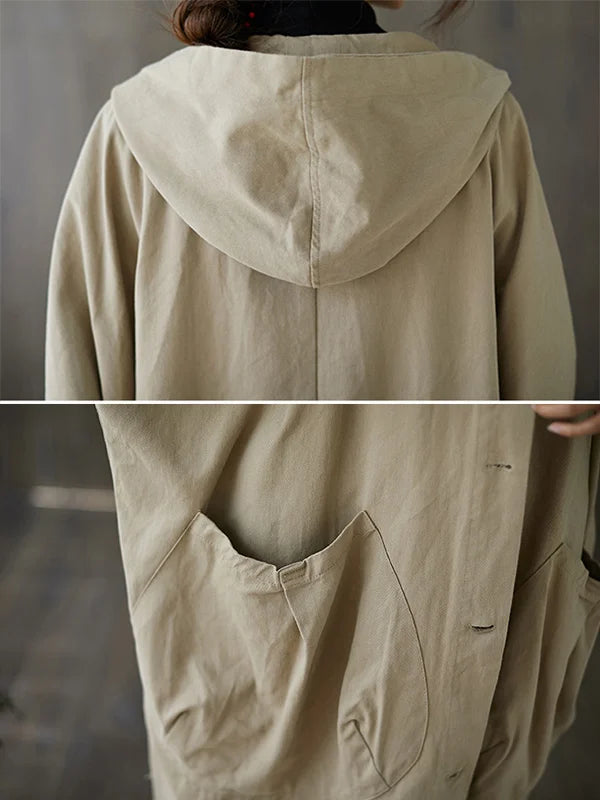 Bastien Women's Trench Coat – Long With Hood Coat with an Sophisticated Fit for Rainy Days