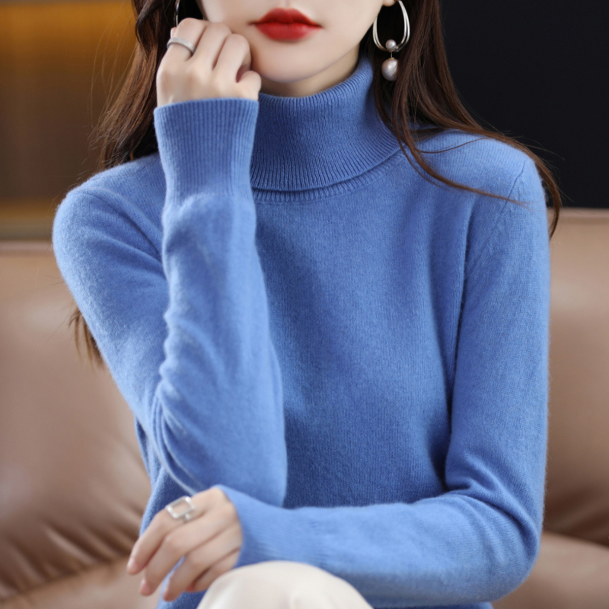 Undine Cashmere Turtleneck Sweater for Women – Premium Plush Knit for Warmth and Light Comfort