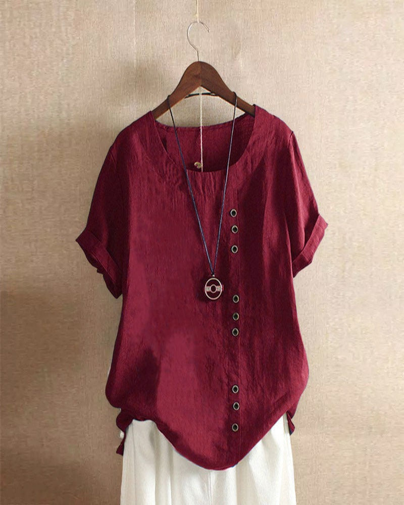 Vance Women's Blouse – Lightweight Linen Blouse with Button-Up Front & Effortless Natural Look